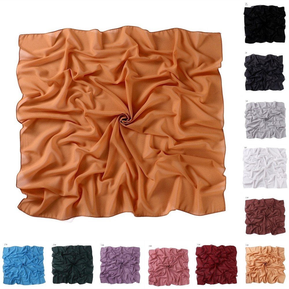 90*90cm Square Scarf Chiffon Hijab Scarves Women Solid Headscarf Muslim Wraps