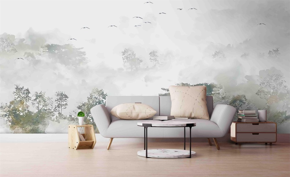 3D Forest Bird Watercolor Wall Murals Wallpaper Murals Wall Sticker