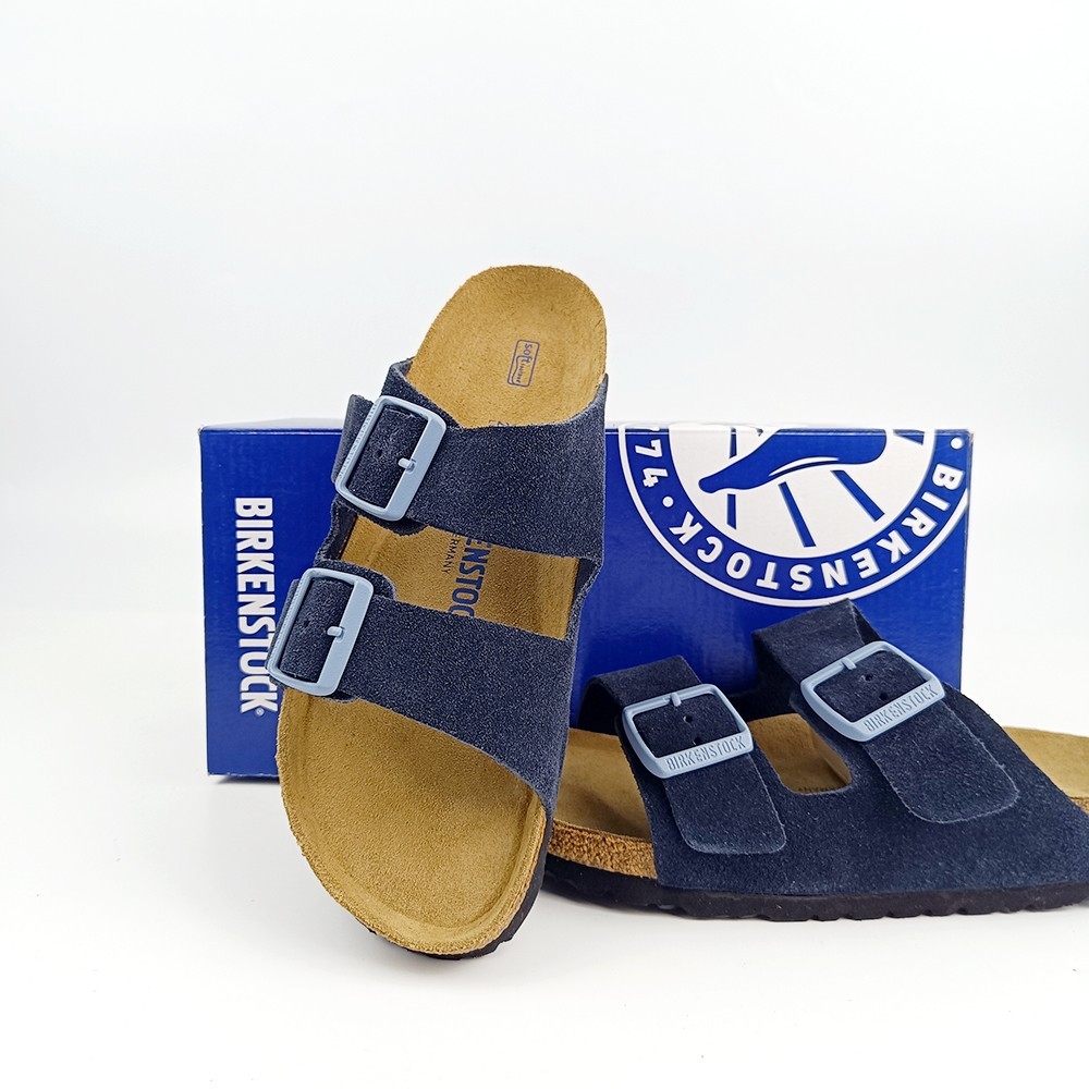 Birkenstock Arizona Midnight Blue Shoes Soft Footbed Suede Leather Sandals 37-45