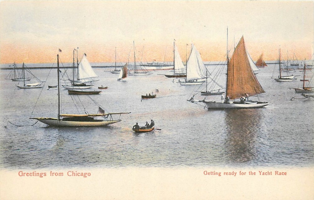 c1910 Chicago Illinois Yacht Racing scene Koelling Klappenbach Postcard 25-6283