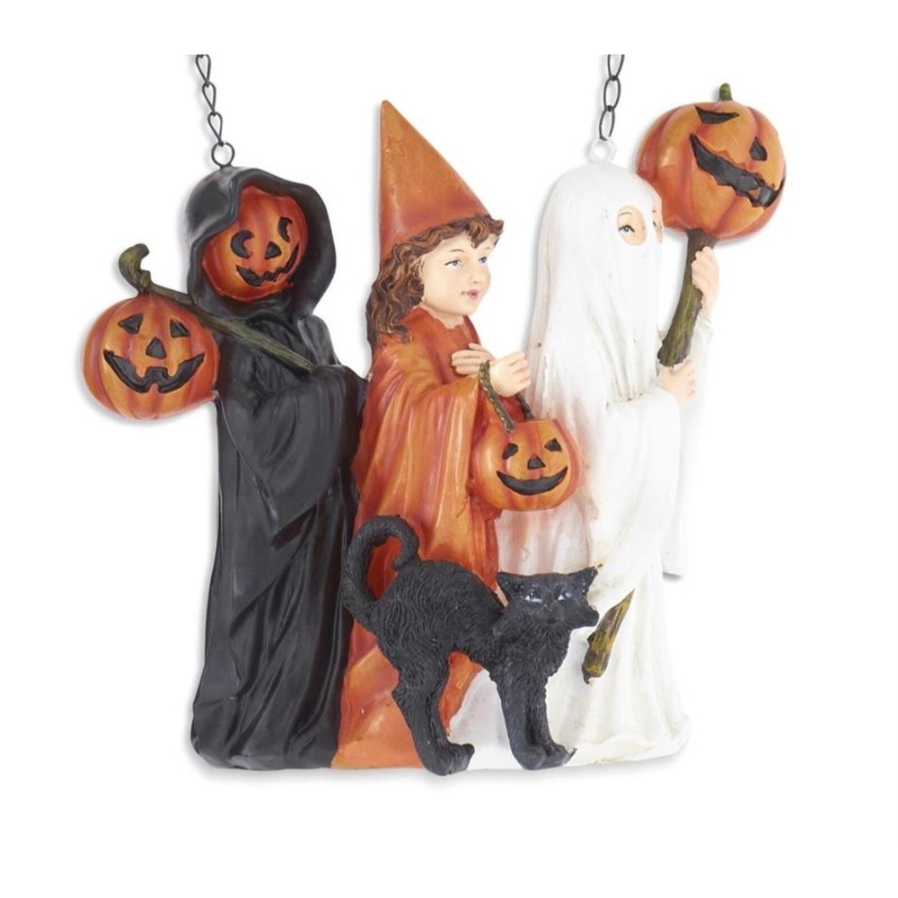 K&K Interiors 10.5 Inch Trick or Treat Halloween Sign with Black Cat Arrow Design