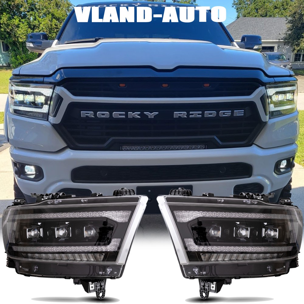 1 Pair Projector Headlights For Dodge Ram 1500 2019-2024 LED Sequential Headlamp