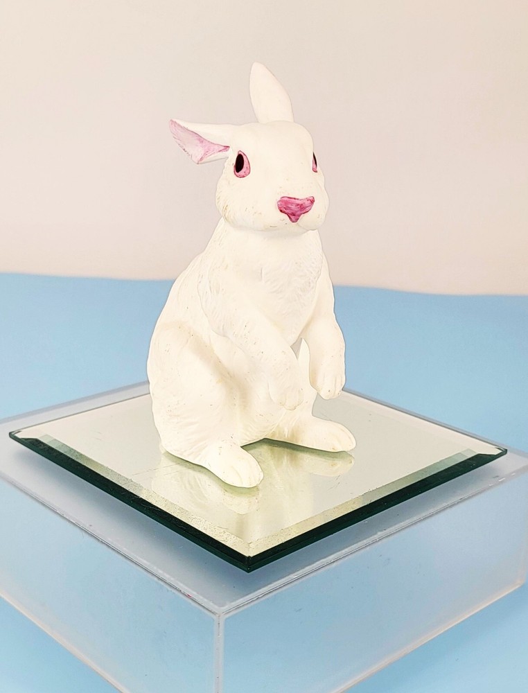 Vintage 1970s Andrea Sadek Realistic Porcelain Bunny with Pink Eyes Made in Japan Easter