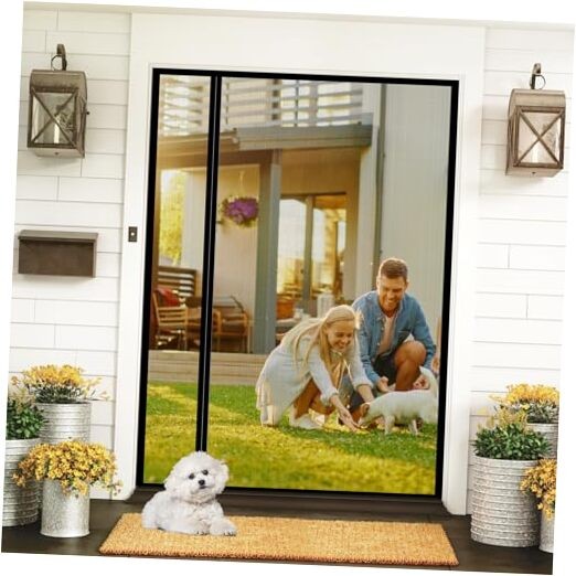 72 x 80 Inch Fiberglass Magnetic Door Screen for Easy Installation