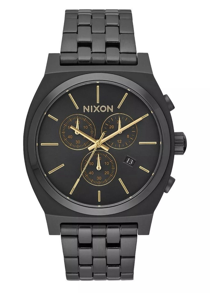 Nixon Mens Time Teller Chronograph Matte Black Stainless Steel Watch