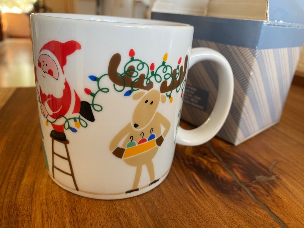 Vintage 1985 Avon Christmas Santa Reindeer Tree Cup Mug with Original Box