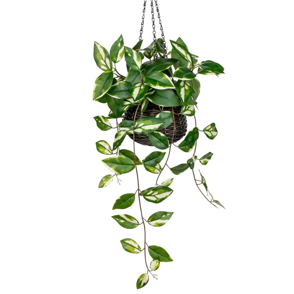 Artificial Hanging Plants Fake Faux Golden Pothos with Pots for Indoor Outdoor Decor