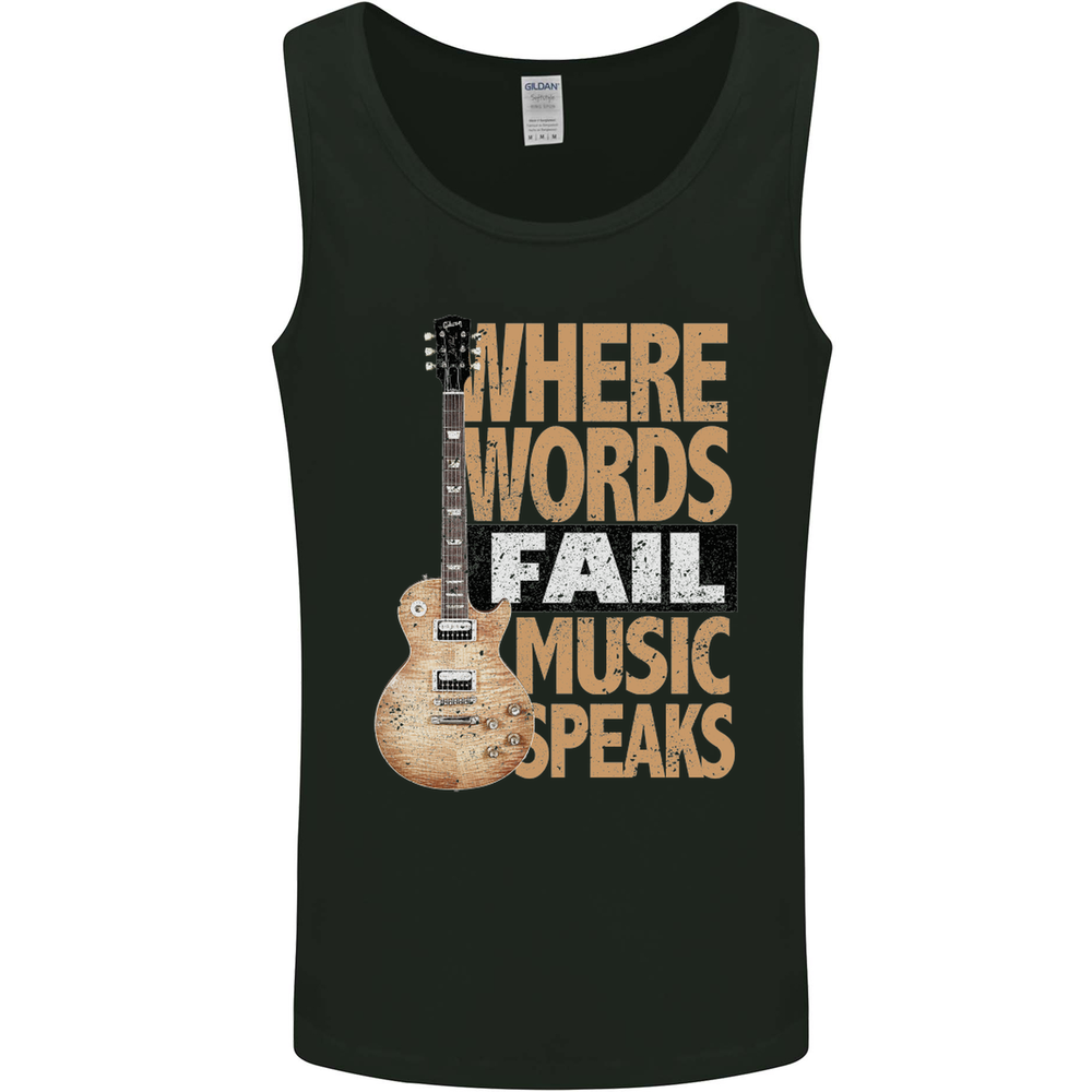Guitar Words Fail Music Speaks Guitarist Mens Vest Tank Top
