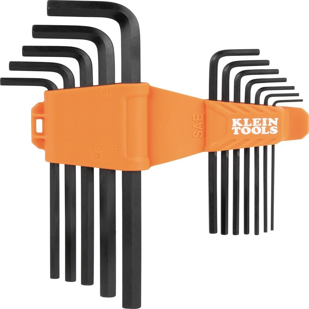 Klein Tools 12-Piece SAE Long-Arm Hex Key Set, Heat-Treated Orange