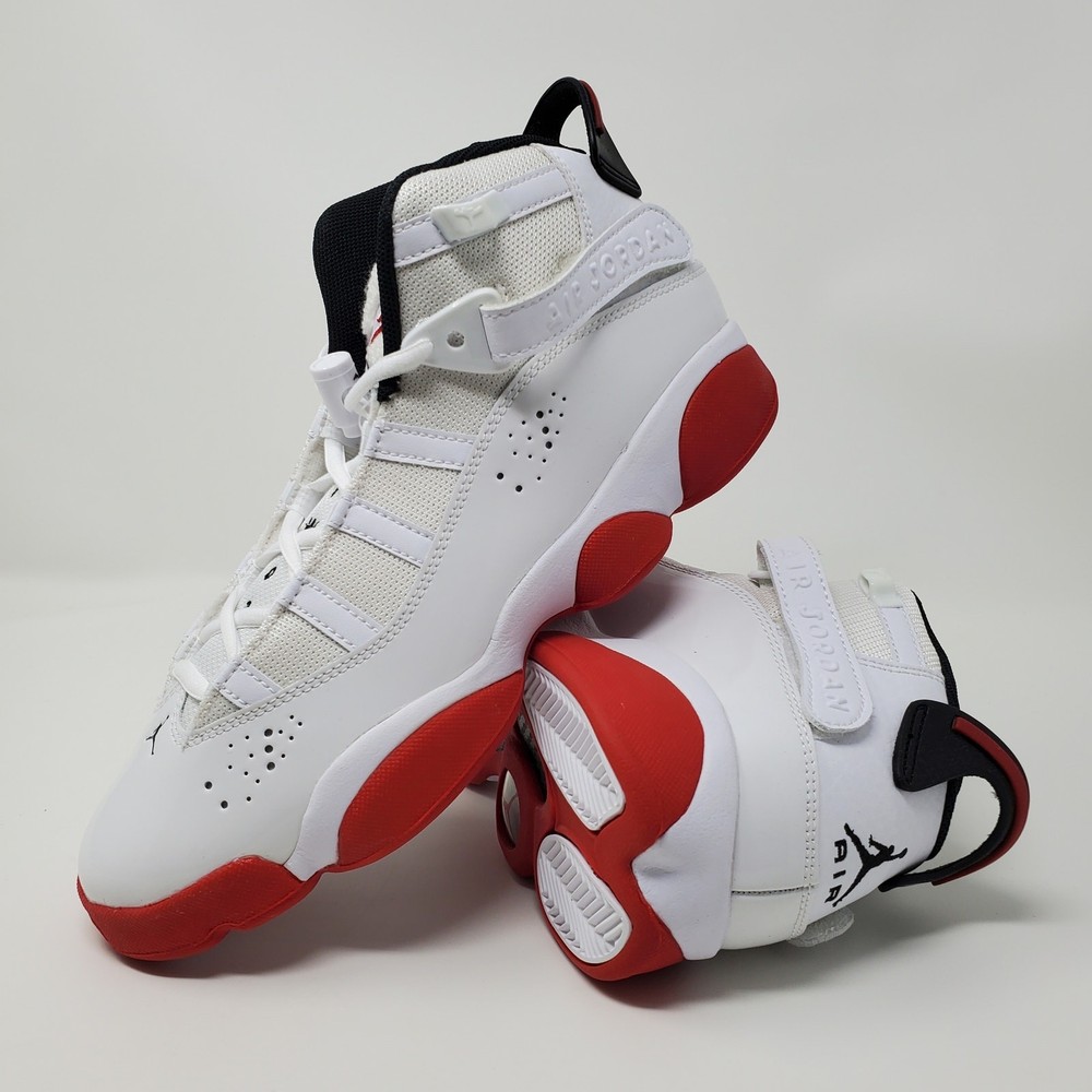 Nike Air Jordan 6 Rings GS Size 7Y White Black University Red 323419-160