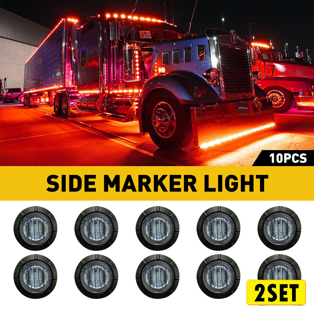 10PCS RED LED SIDE MARKER LIGHT 8x4WD Lamp For Pickup/Cab/ATV/SUV/UTV/Truck/Bus