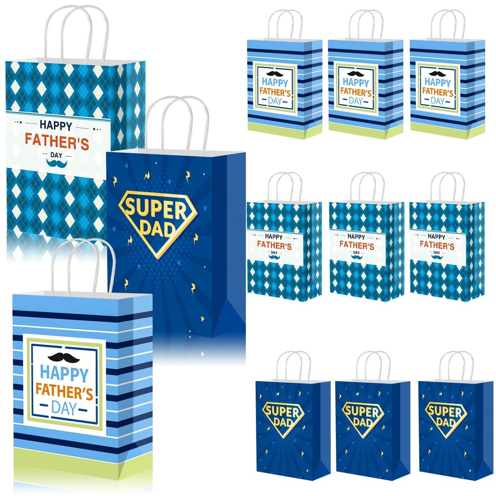 12PCS Medium Father's Day Gift Bags with Handles 8.3 Inch-image