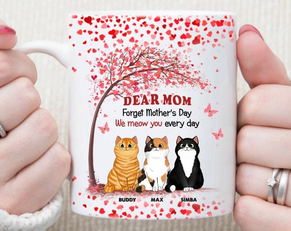 Personalized Funny Cat Mom Mug Custom Mothers Day Gift Kawaii Cat We Meow You Ev