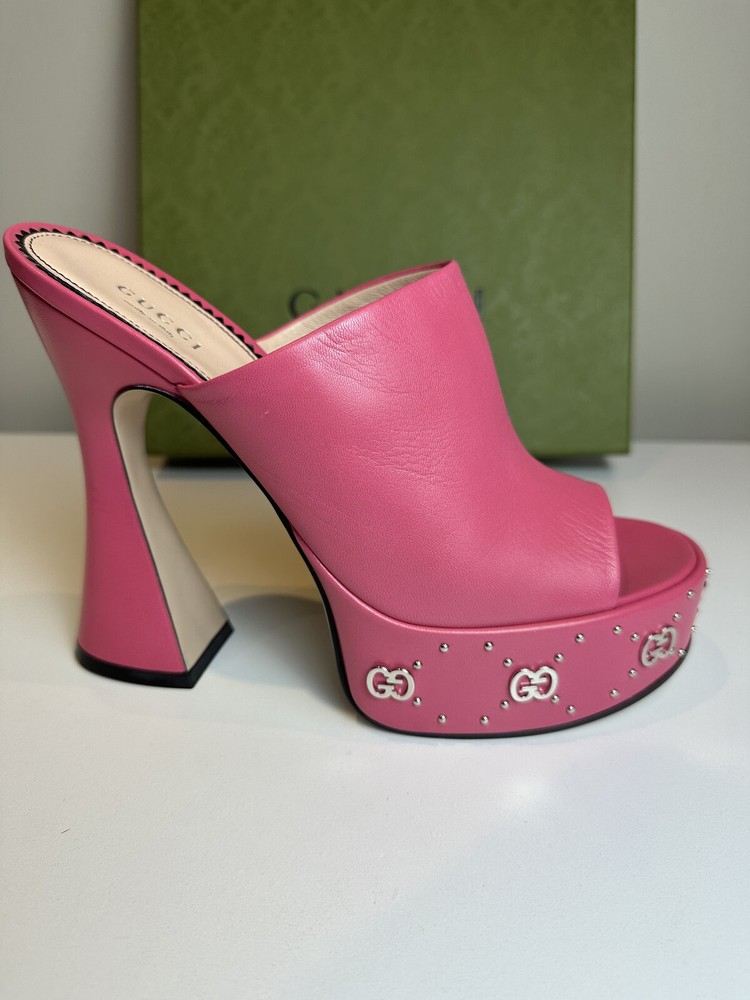 Gucci Janaya GG Monogram Studded Platform Mule Sandals EU 39.5 $1190