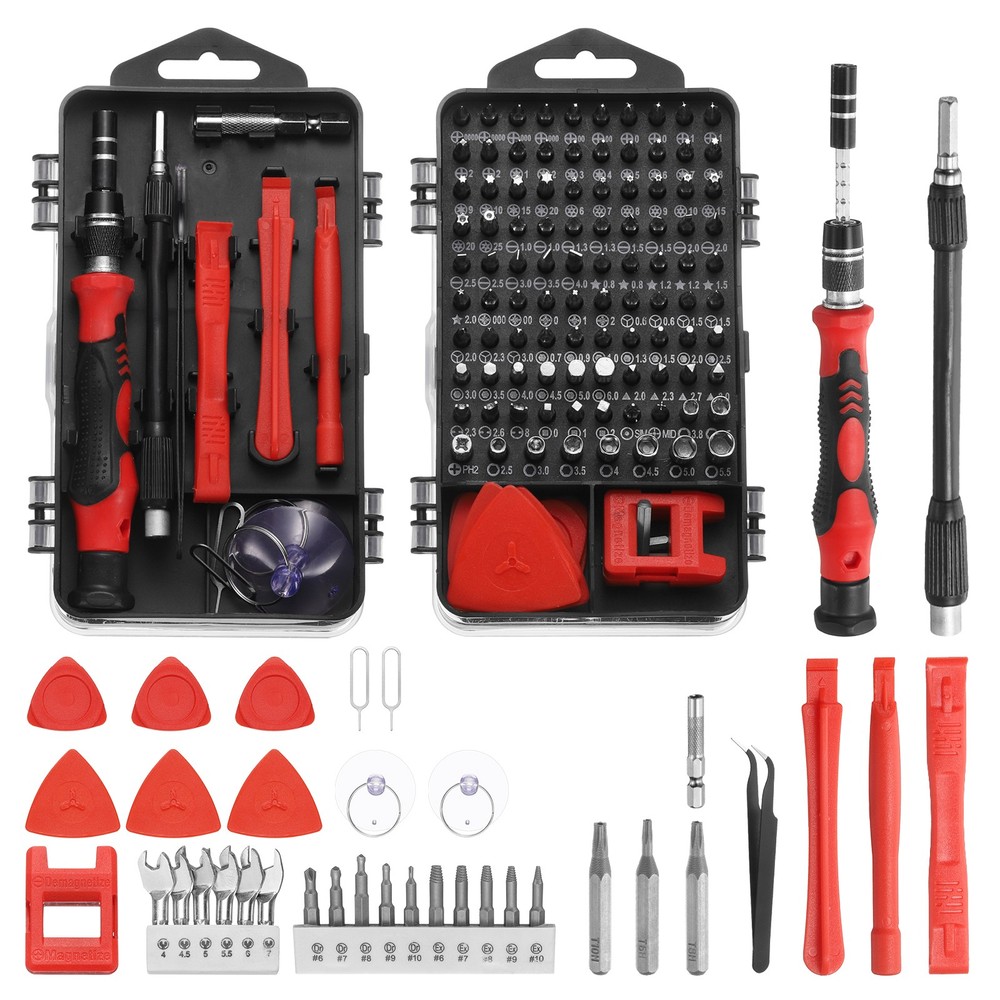 140-in-1 Magnetic Precision Screwdriver Set for Electronics Repair - Red Tool Kit