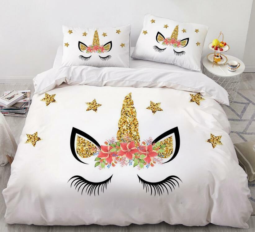 3D Unicorn Stars NAO5934 Bed Pillowcases Quilt Duvet Cover Set Queen King Fay
