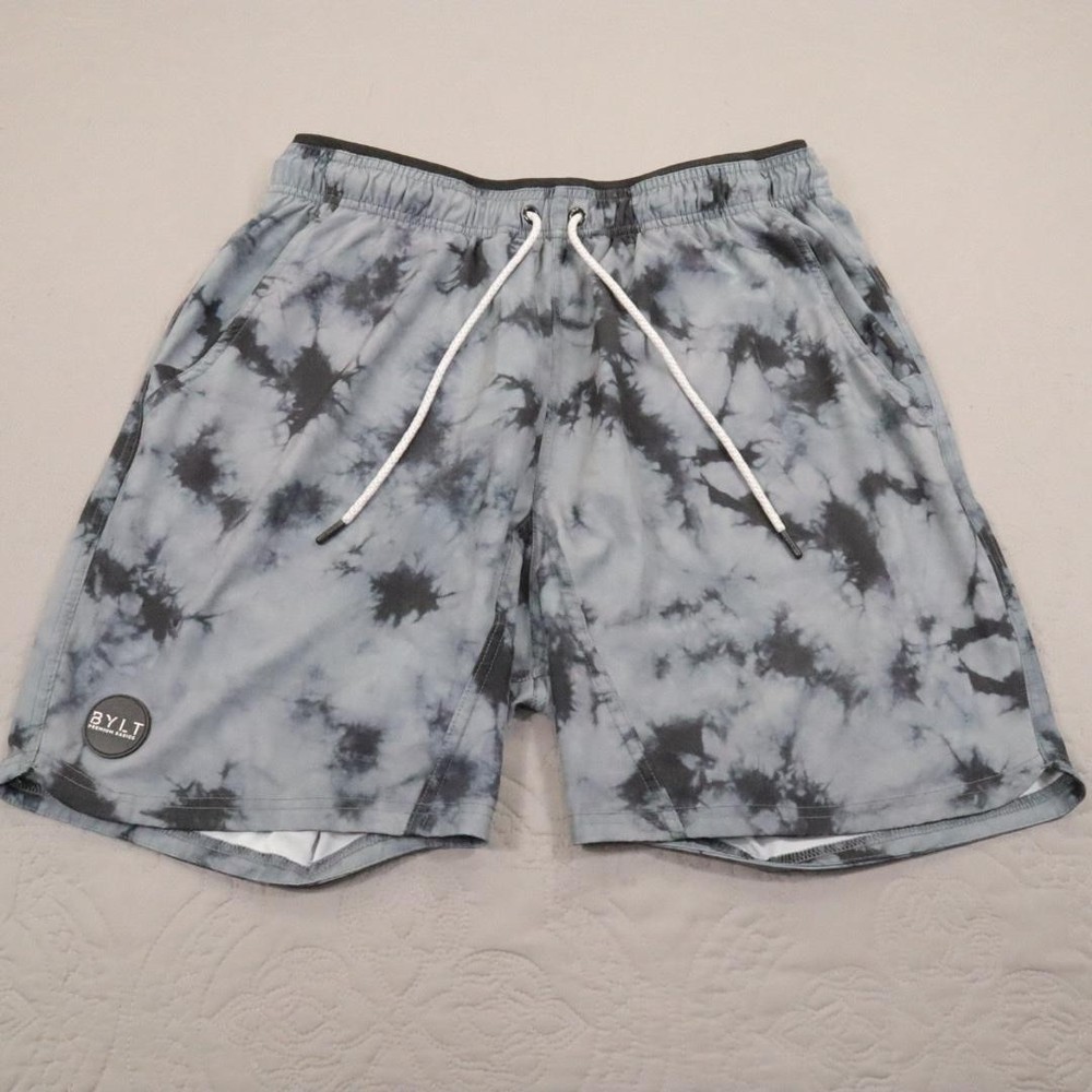 BYLT Shorts Mens Large Gray Tie Dye Lined Athletic Running Training Quick Dry