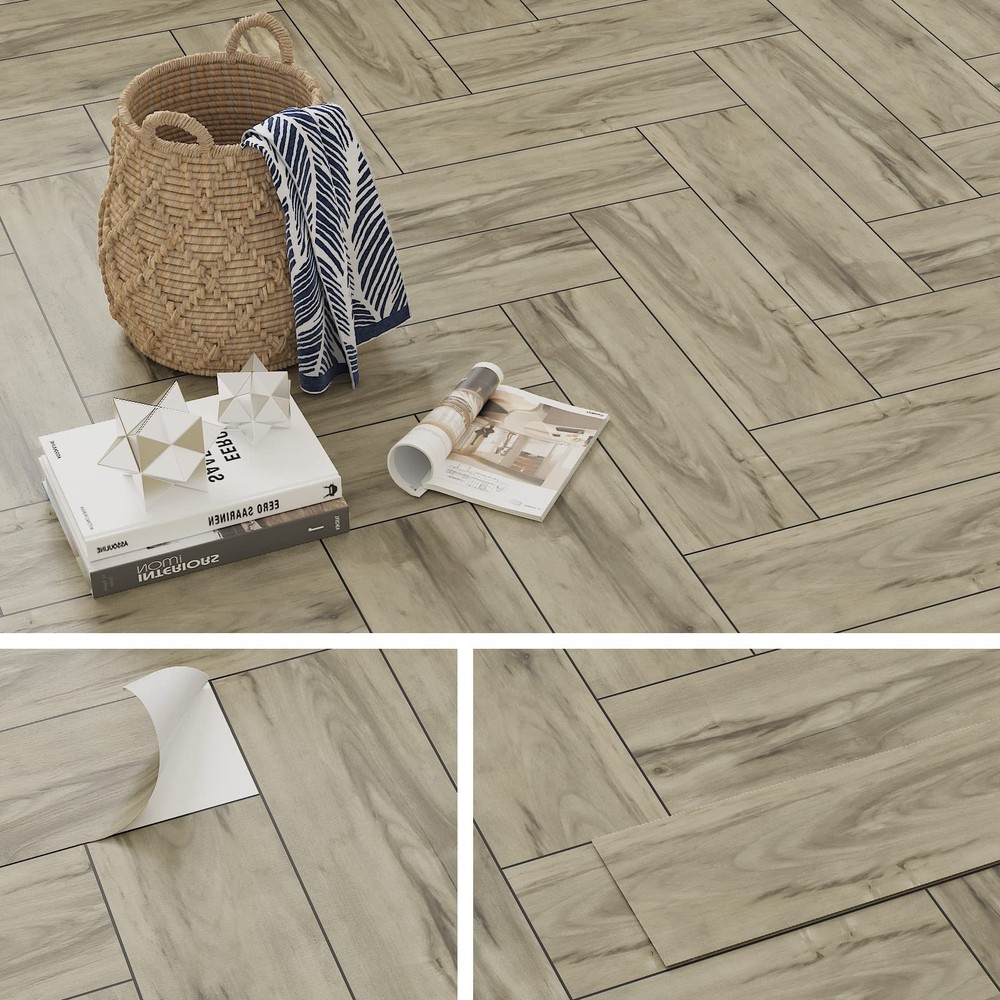 6x36 Brown Wood Look Peel Stick Waterproof Floor Tile for Kitchen Bathroom
