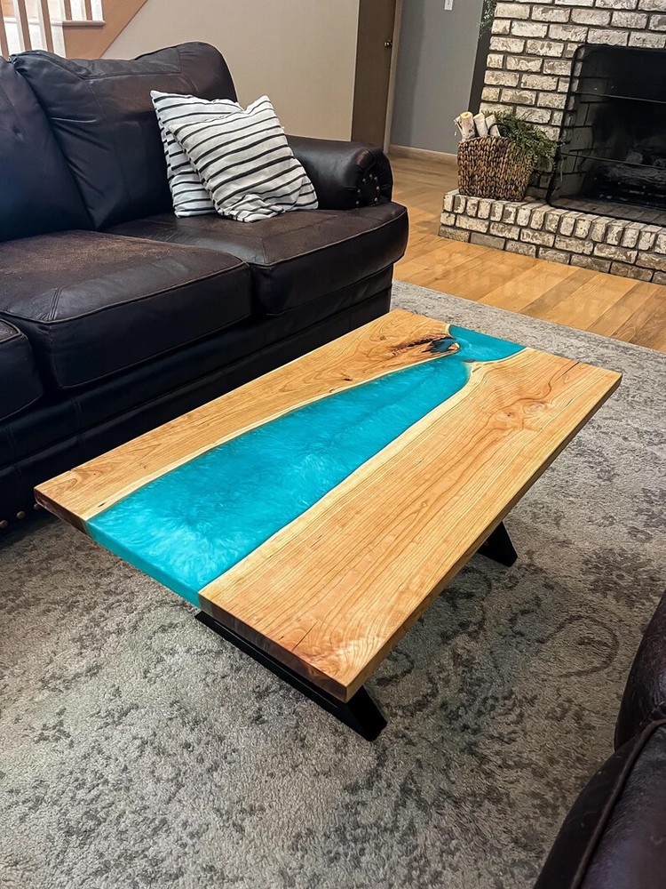 Blue Epoxy Table, Epoxy Dining Table, River Design, Epoxy River table Home Decor