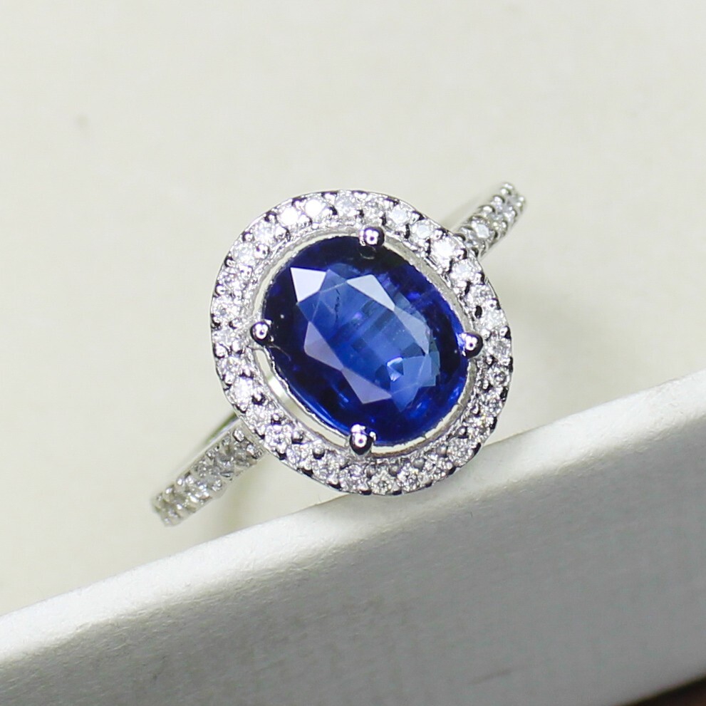 Natural Blue Kaynite  Ring With 925 Sterling Silver in All Sizes Available