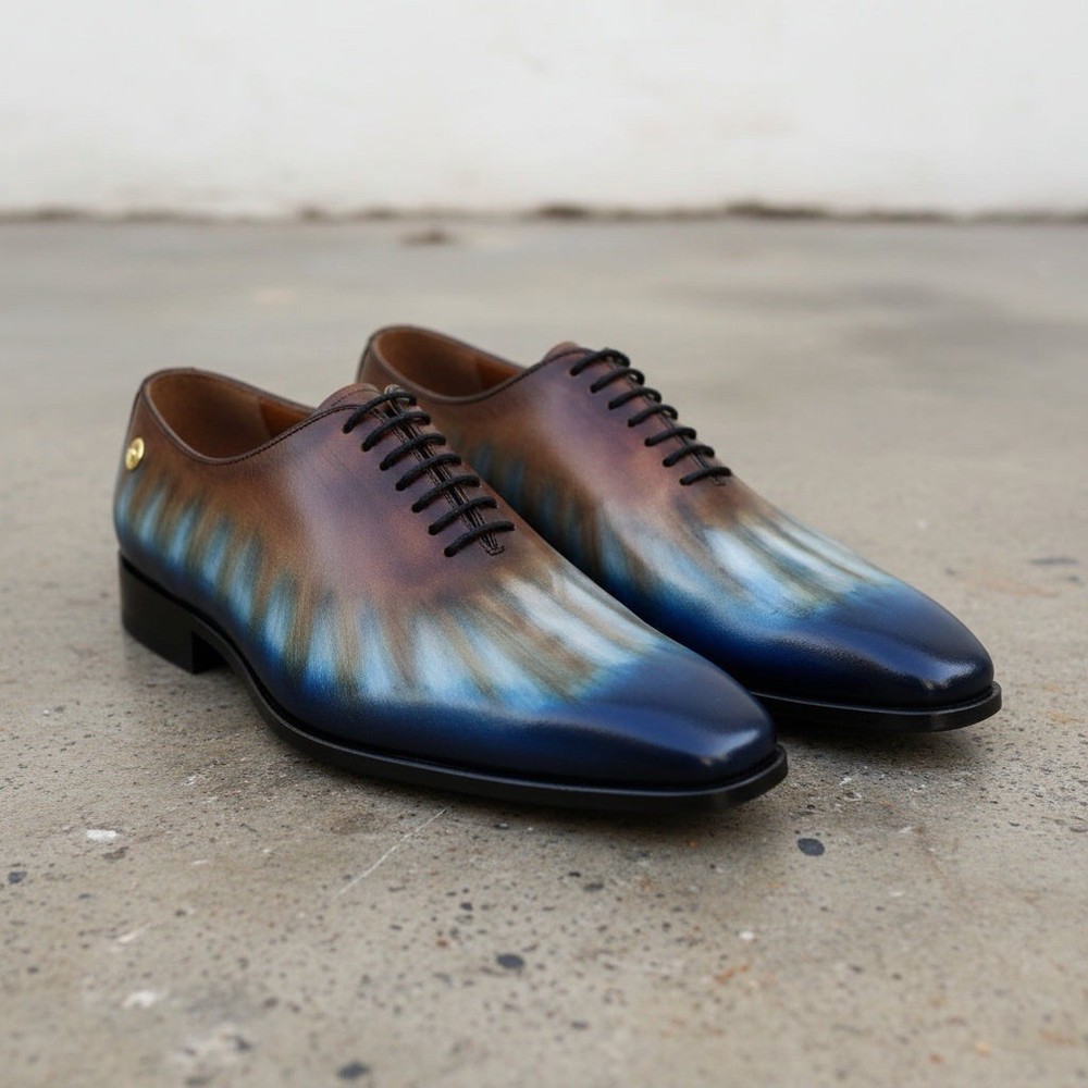 Handcrafted Men's Patina Whole Cut Oxford Dress Shoes