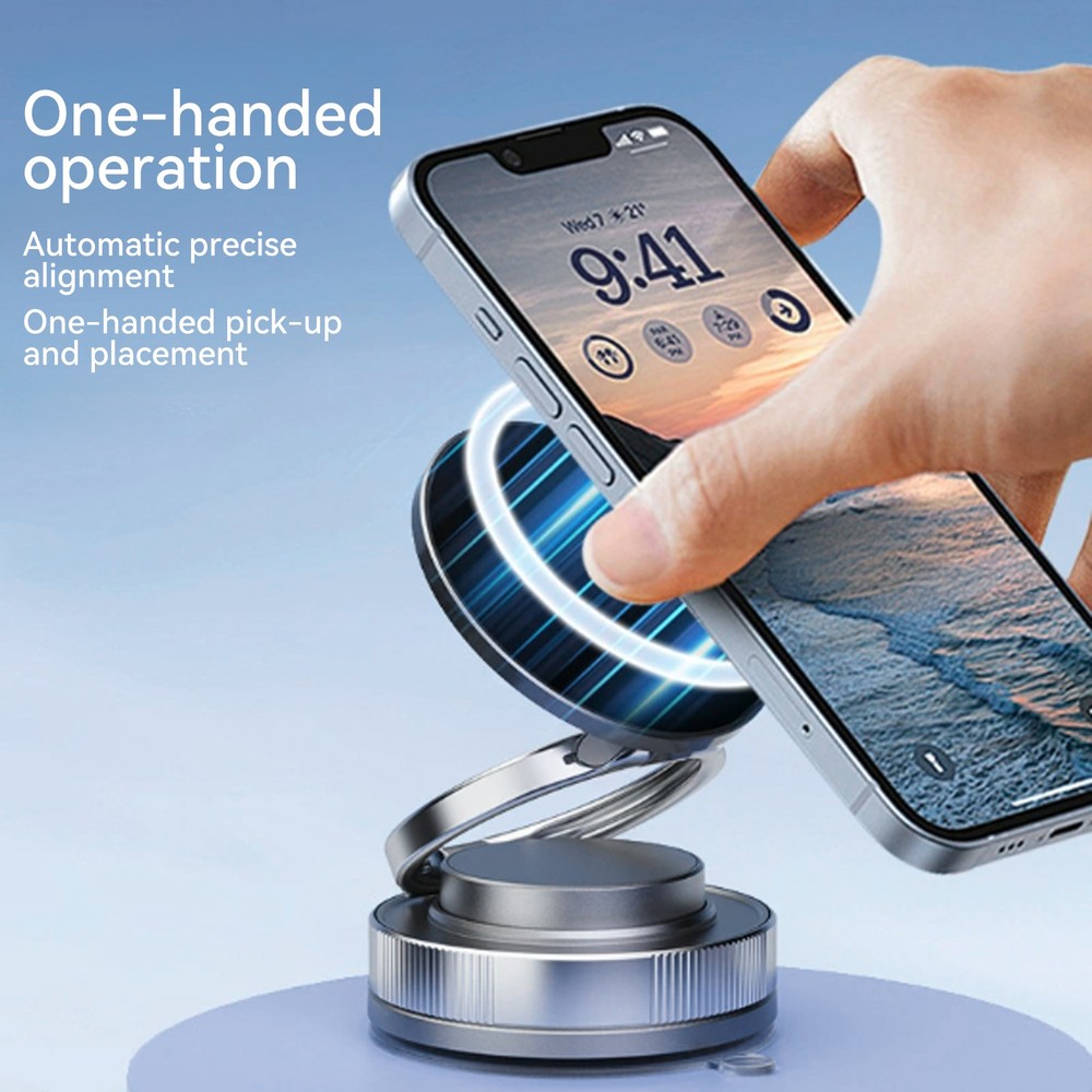 360° Vacuum Magnetic Phone Holder Suction Cup Car Mount with Foldable Stand USA
