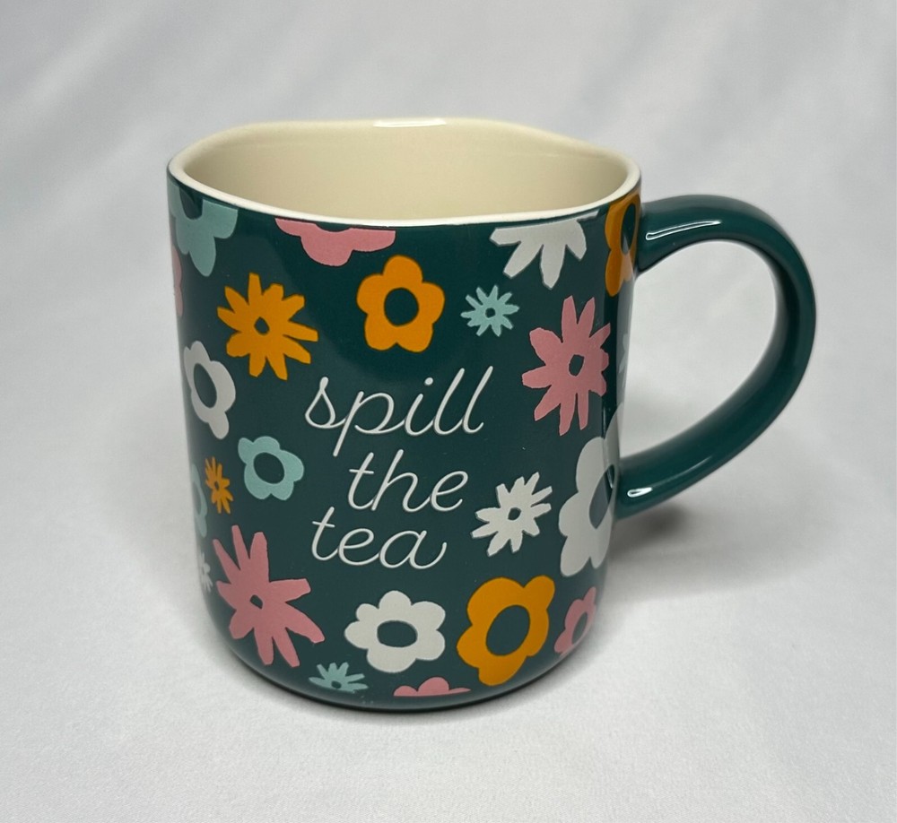 Opalhouse Spill the Tea Floral Stoneware Mug 4 1/8”