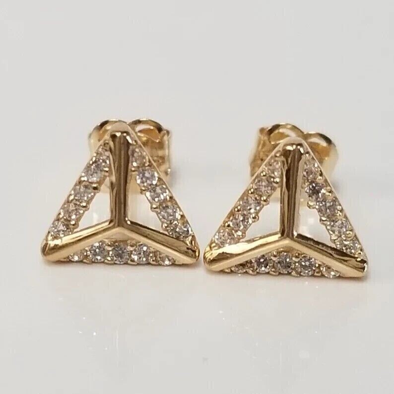 14K Gold Plated 2Ct Round Simulated Diamond Stud Earrings