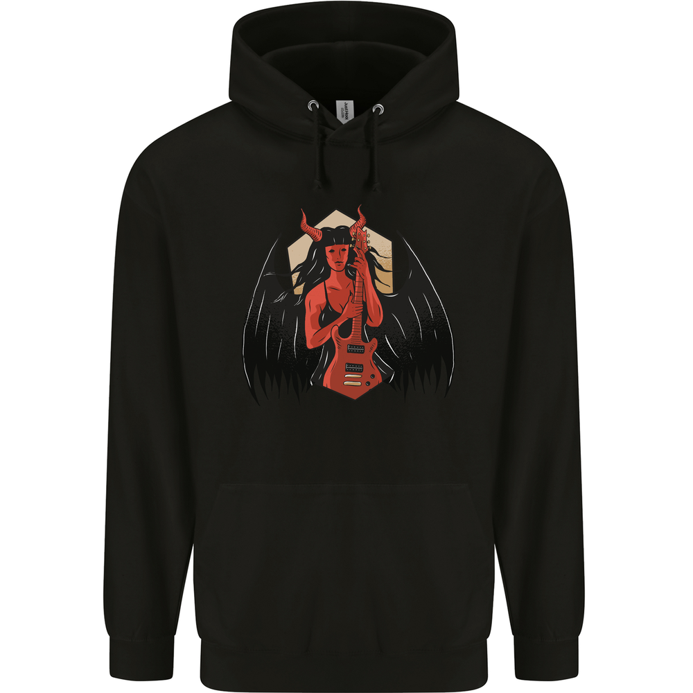 Devil Woman Guitar Death Metal Rock Hoodie 80% Cotton Mens