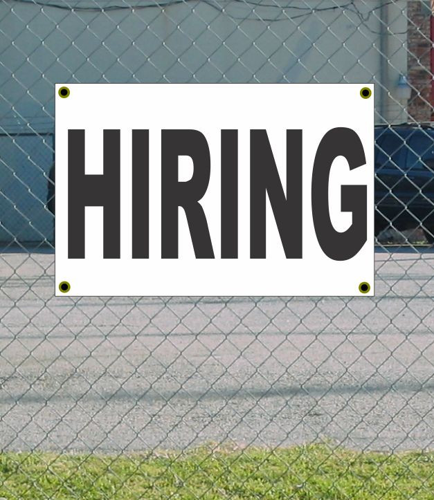 2x3 Hiring Black & White Banner Sign New Discount Size Price Free Shipping