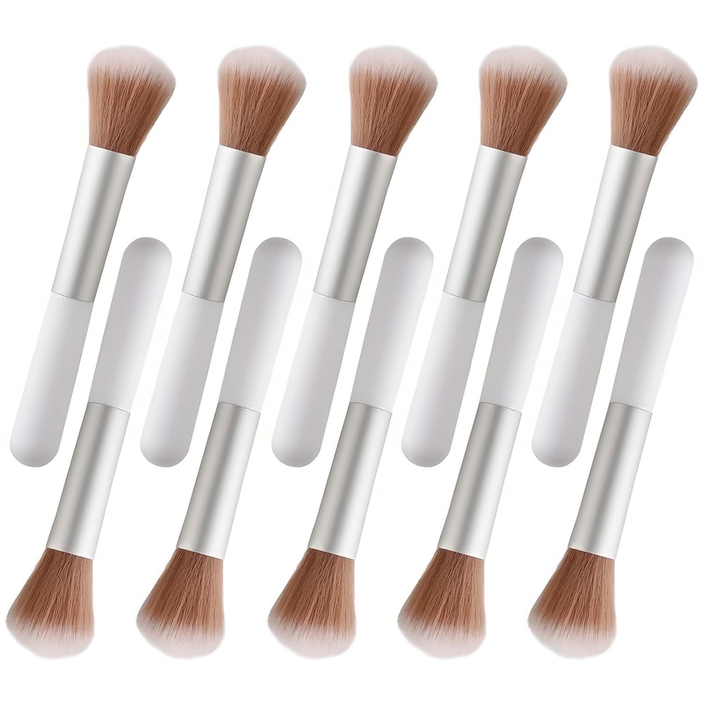 10-Piece Set Fluffy Beauty Makeup Brushes, Portable Blending Brushes Silver