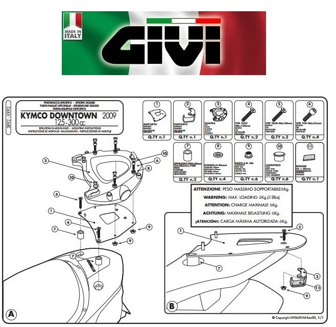 Specific Rear Rack KYMCO Downtown 125 i-200 i-300 i 2017 SR92 GIVI