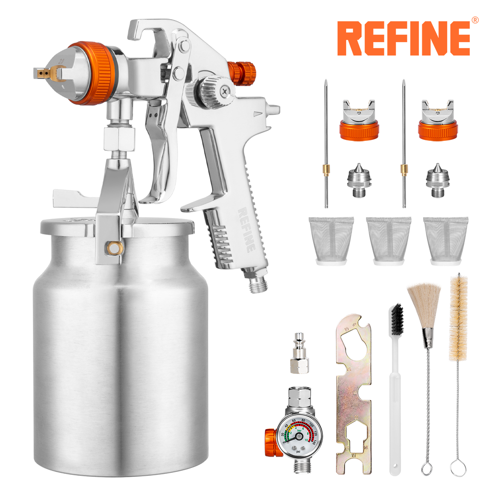 REFINE Auto Spray Gun Kit 1000CC 1.7mm 2.0mm Nozzle Car House Air Paint Sprayer