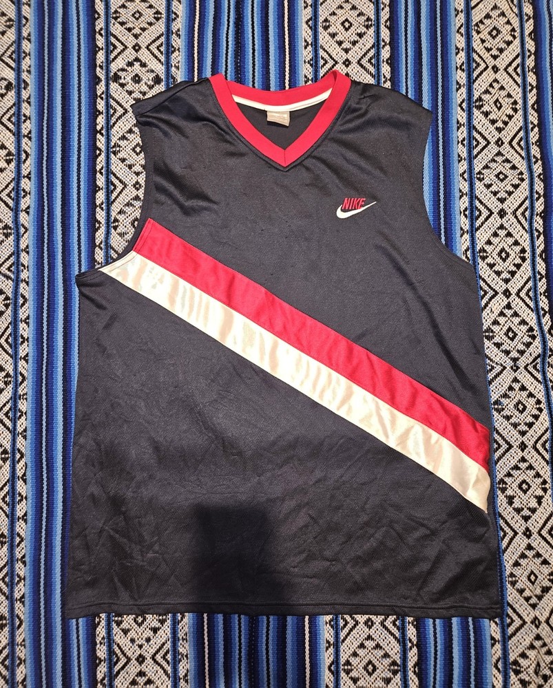 Y2K Nike Basketball Jersey Tank Top XL Black Red Vintage 2000s