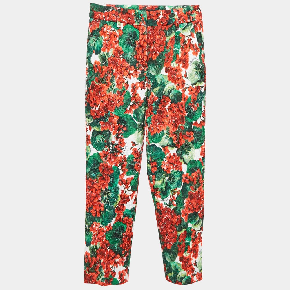 Dolce Gabbana Multicolor Floral Print Jacquard Trousers S