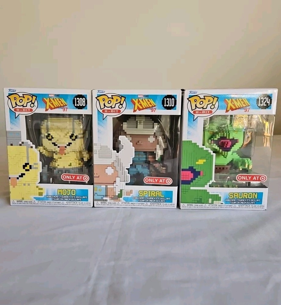 Funko Pop! Lot Of 3- 8-Bit Mojo 1308, Spiral 1310, Sauron 1324 Marvel X-Men '97