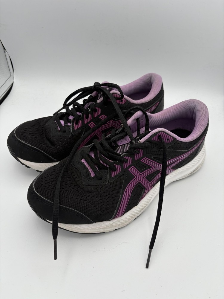 ASICS Shoes Womens Size 9 Black Purple Mesh Running Athletic Sneakers 1012B830
