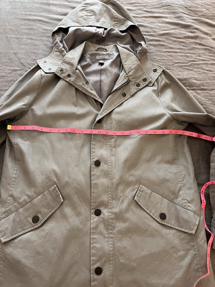 Kenneth Cole Reaction Mens Medium Gray Hooded Full Zip Jacket with Pockets-image