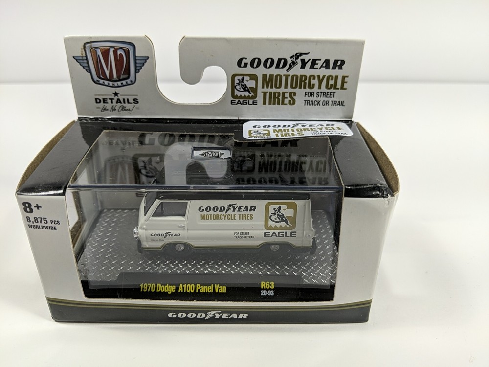 M2 Machines 1970 Dodge A100 Panel Van Good Year 1/64 Scale Diecast Brand New-image