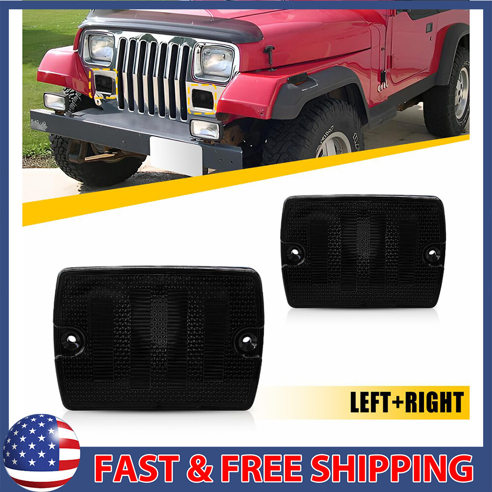 Smoked Front Turn Signal Light Housings Kit For 1987-95 Jeep Wrangler YJ