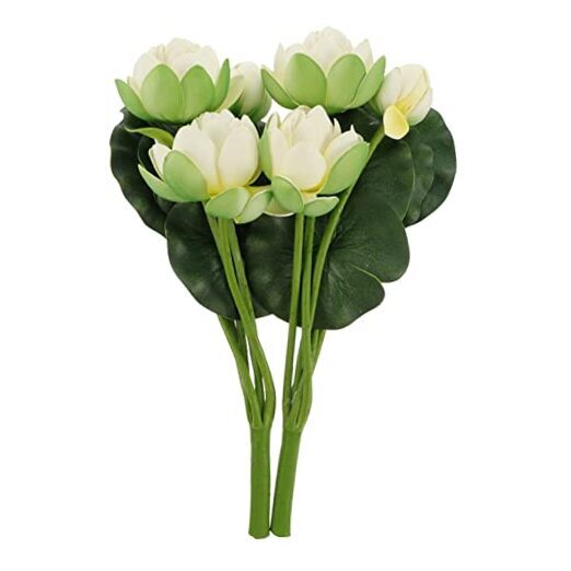 2 Pcs Artificial Lotus Flower Fake Slik Lotus Realistic Water 31X15X13CM White