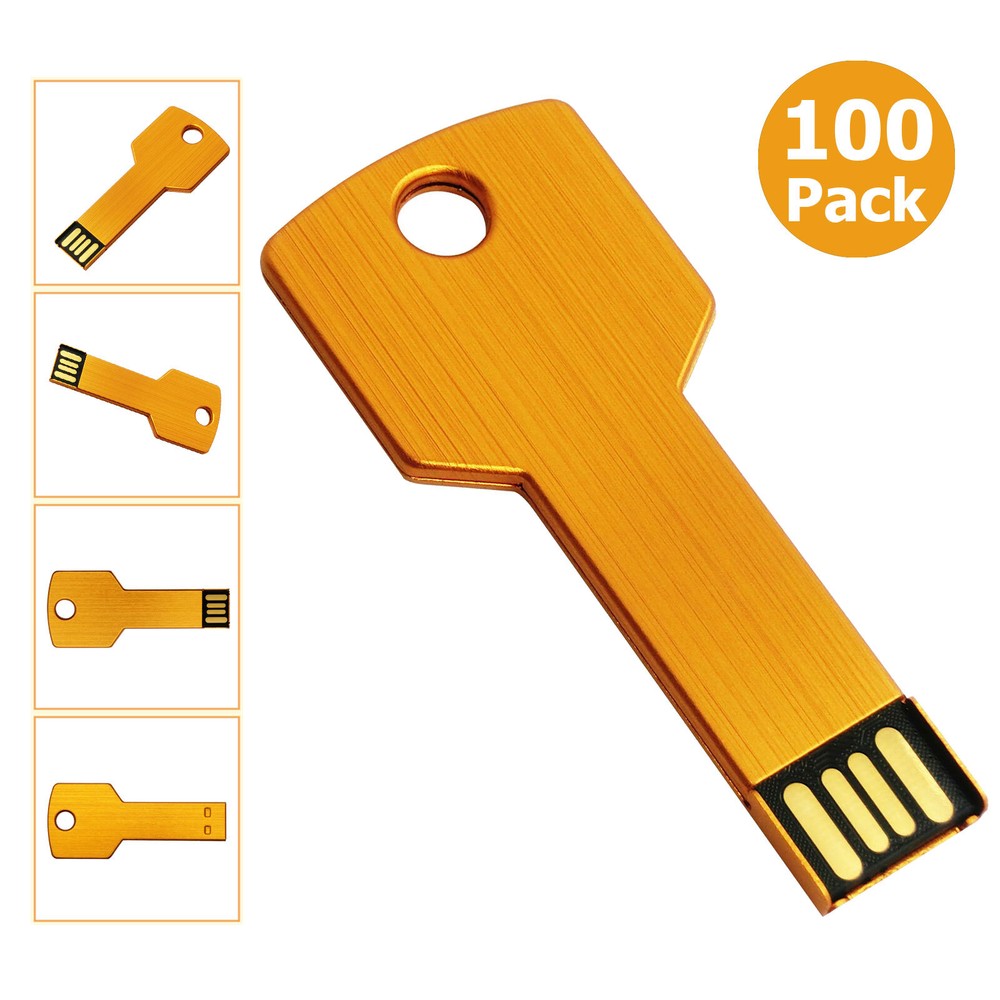 Gold 100pcs 2GB Metal Key Model Flash Drive USB Memory Stick External Drive USA