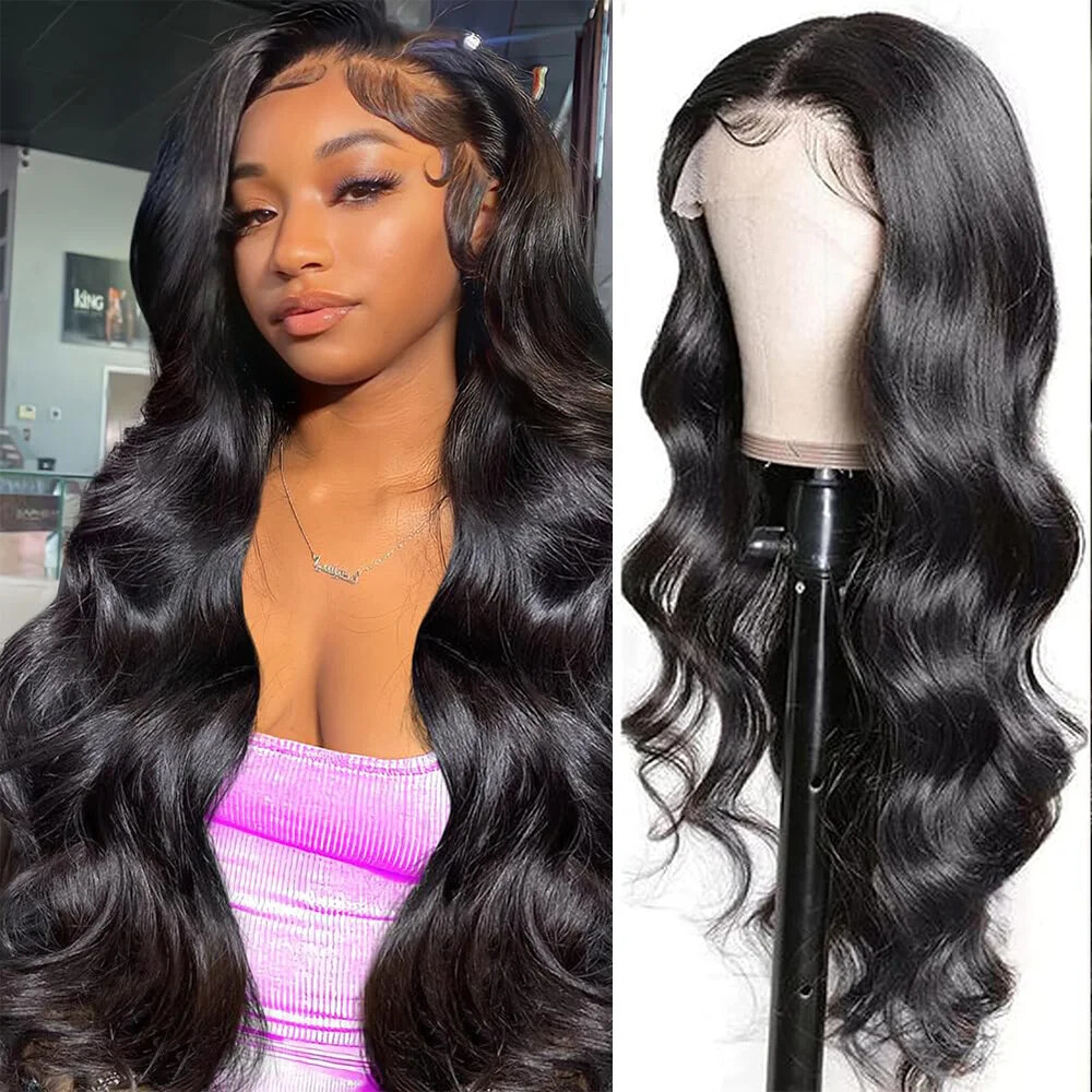 Body Wave Glueless HD Lace Front Wig Pre Plucked Human Hair