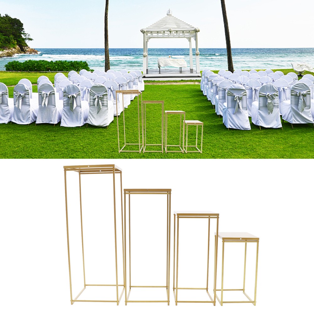 4Pcs Gold Metal Flower Stand Pedestal Table Centrepiece Party Wedding Decor