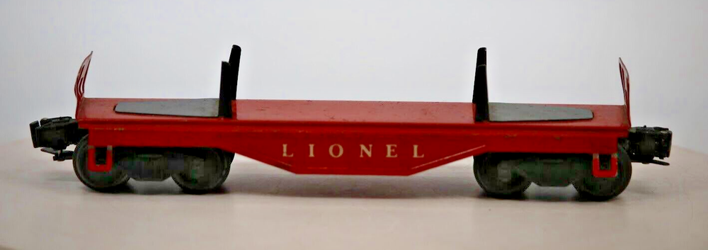 LIONEL O 027 gauge LIONEL LINES metal red log car