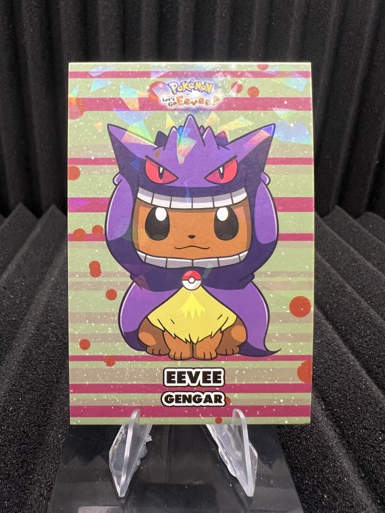 Eevee Gengar Poncho - Cracked Ice Holo - Let's Go Eevee Database - NM