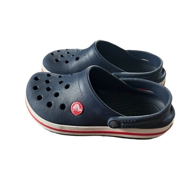 Crocs Kids Navy Blue White Red Classic Clogs Size C12