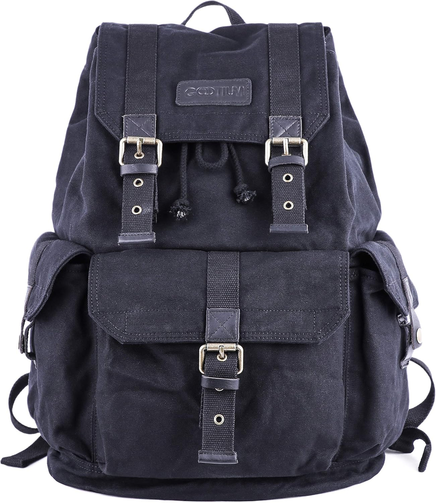 High-Density Thick Canvas Black Backpack Rucksack 21101BLK