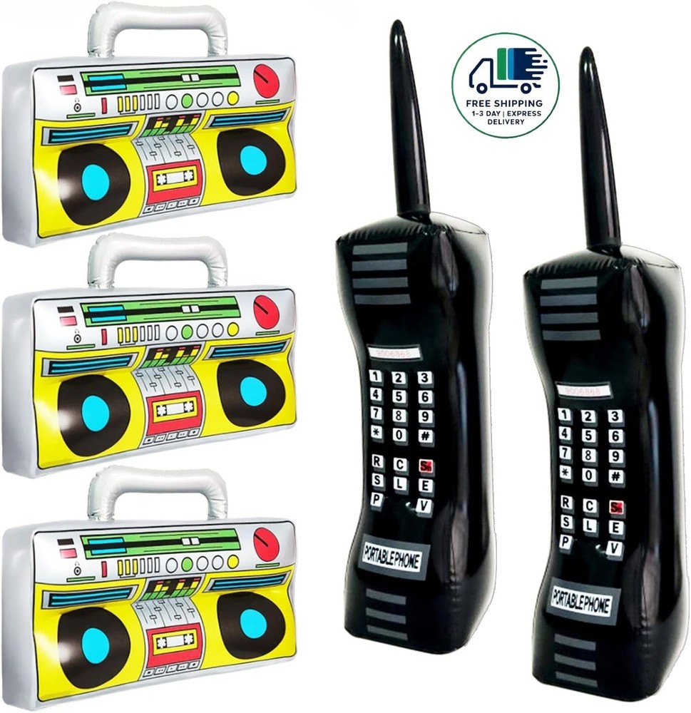 5 radios inflables retro con radiocasete y soporte para móvil