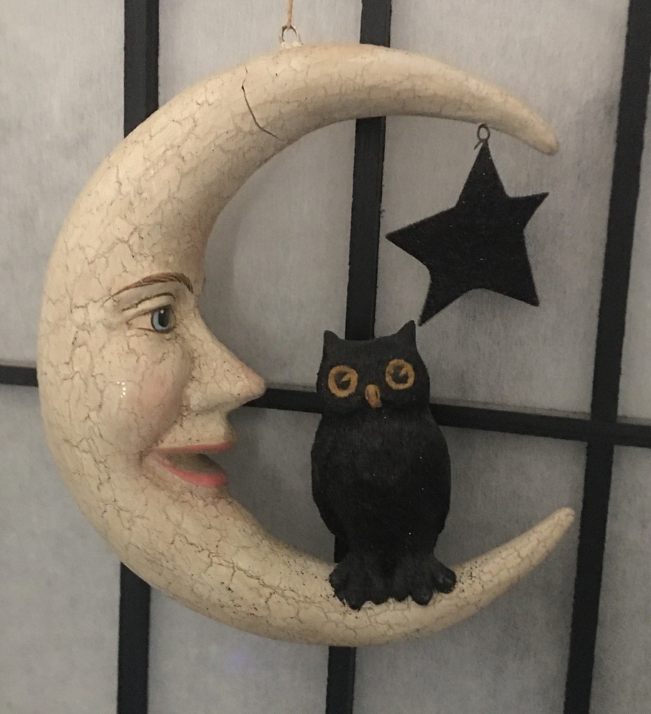 Bethany Lowe Hallow’s Eve Black Owl on Moon Halloween Ornament